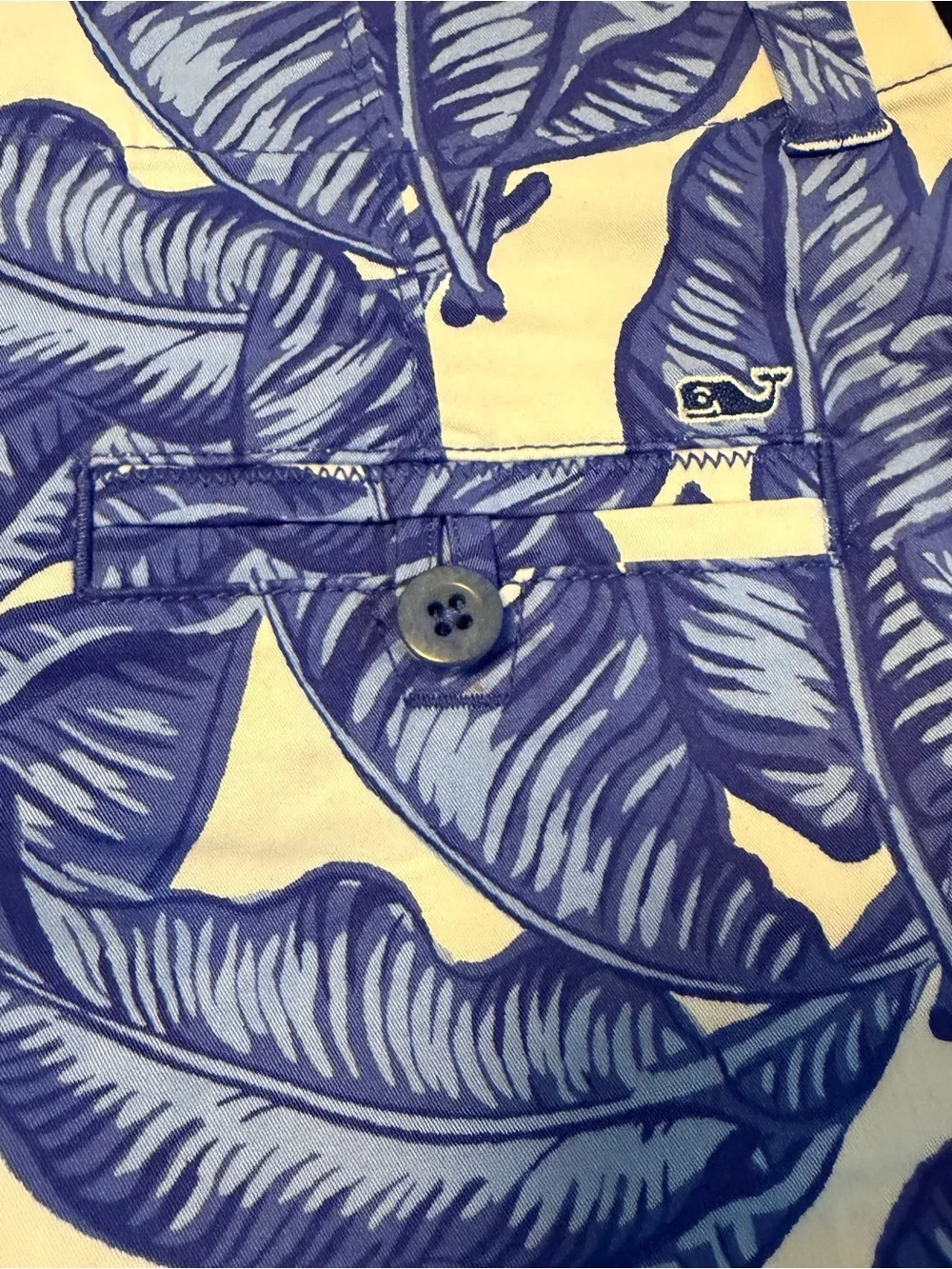 Vineyard Vines Blue Leaf-Print Bermuda Shorts on White